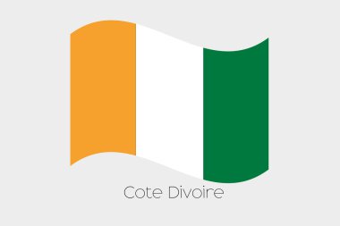 Fildişi Sahili ülke 3D izometrik bayrağı çizimi