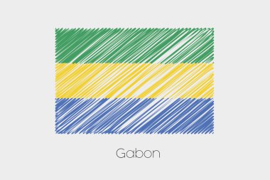 Gabon ülke karalanmış bayrağı çizimi