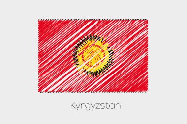 Kyrghyzstan ülkenin karalanmış bayrağı çizimi