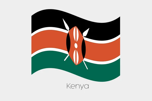 3D Waving Flag Illustrazione del paese del Kenya — Vettoriale Stock