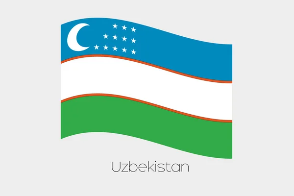 Bandera ondeante 3D Ilustración del país de Uzbekistán — Vector de stock