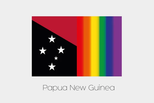 LGBT Flag Illustration with the flag of Papua New Guinea — Stock Vector