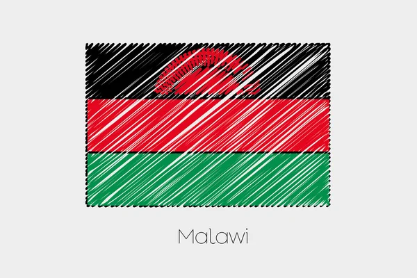 Nabazgrał flaga ilustracja kraju Malawi — Wektor stockowy