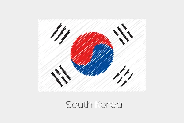 韓国の国の走り書きの旗イラスト — ストックベクタ