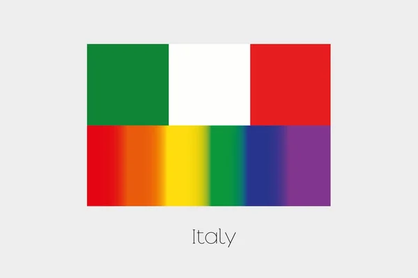 Ilustración de la bandera LGBT con la bandera de Italia — Vector de stock