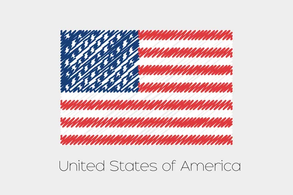 Bandera garabateada Ilustración del país de Estados Unidos de América — Vector de stock