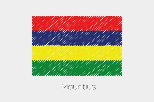 Scribbled vlag illustratie van het land van Mauritius — Stockvector