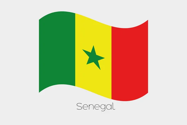 Bandera ondeante 3D Ilustración del país de Senegal — Archivo Imágenes Vectoriales