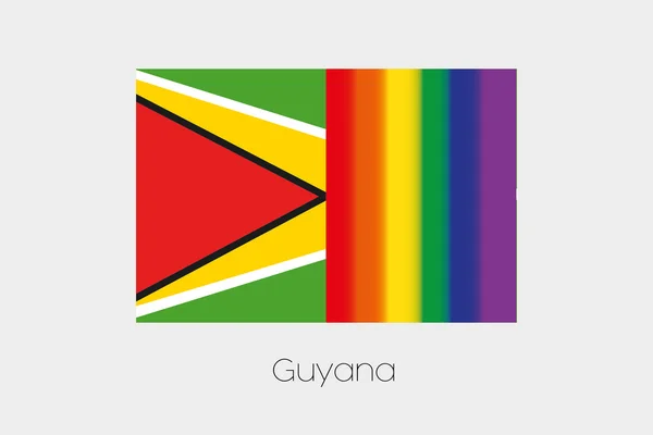 Ilustración de la bandera LGBT con la bandera de Guyana — Archivo Imágenes Vectoriales