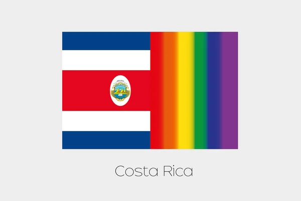 LGBT vlajky ilustrace s vlajkou Kostariky — Stockový vektor