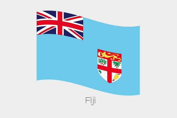 3D viftande flagga Illustration av landet av Fiji — Stock vektor