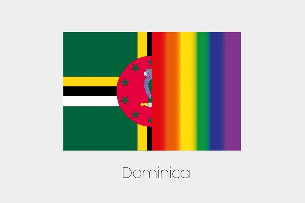 LGBT Flag Illustration with the flag of Dominica — Stock Vector
