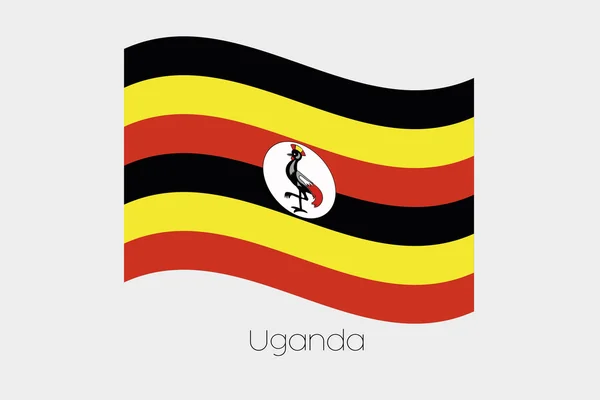 3d Flaggenschwenken Illustration des Landes Uganda — Stockvektor