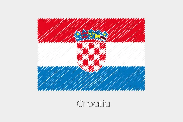 Scribbled Bandeira Ilustração do país da Croácia — Vetor de Stock