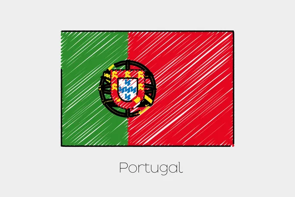 Bandera garabateada Ilustración del país de Portugal — Vector de stock