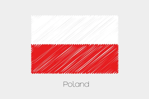 Bandera garabateada Ilustración del país de Polonia — Vector de stock