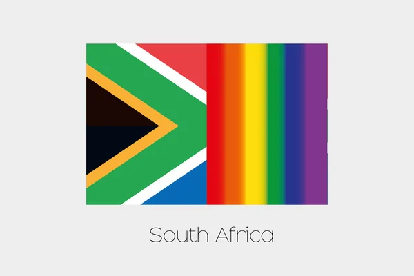 Illustration du drapeau LGBT avec le drapeau de l'Afrique du Sud — Image vectorielle
