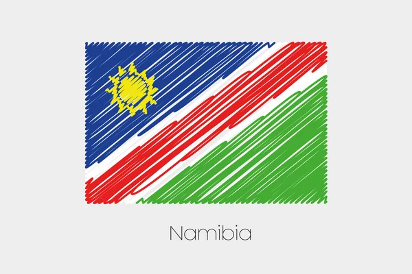 ナミビアの走り書きの旗イラスト — ストックベクタ