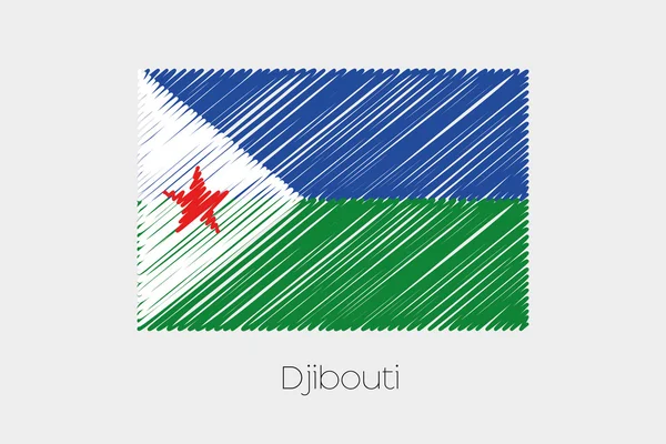 Drapeau gravé Illustration du pays de Djibouti — Image vectorielle