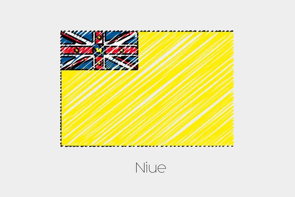 니우에의 국가의 무언가 적 었된 깃발 그림 — 스톡 벡터
