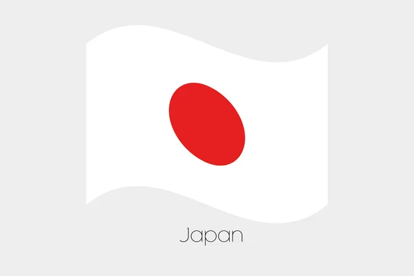 Bandera ondeante 3D Ilustración del país de Japón — Vector de stock