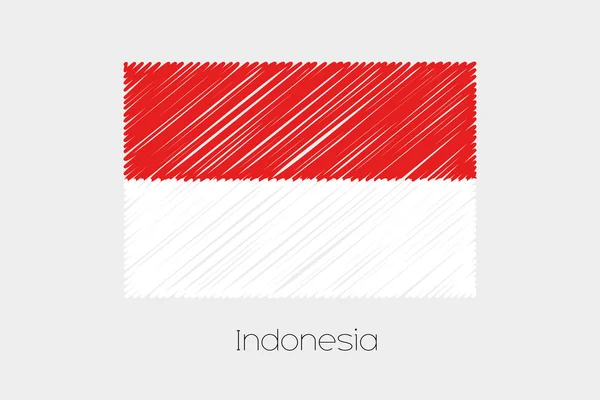 Gekritzelte Flagge zeigt das Land Indonesien — Stockvektor