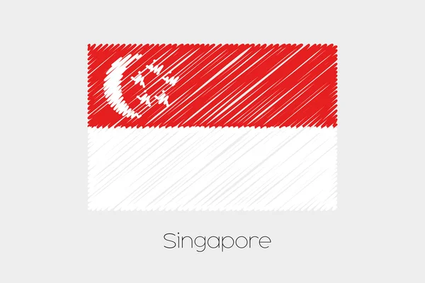 Klottrade flagga Illustration av landet av Singapore — Stock vektor
