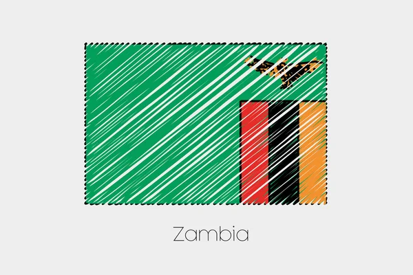 Mykané ilustrace vlajka země Zambie — Stockový vektor