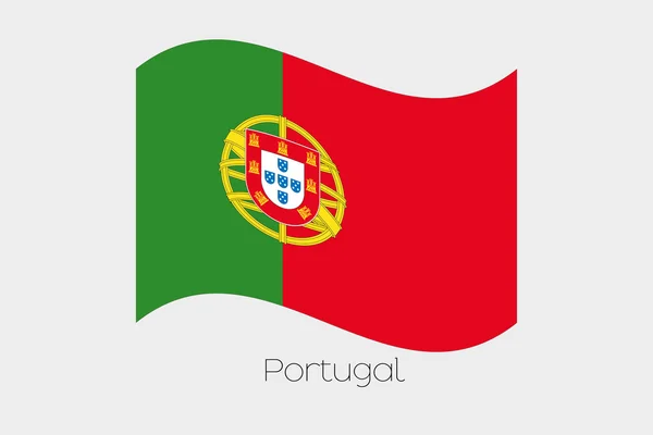 3D Flaggenschwenken Illustration des Landes von Portugal — Stockvektor