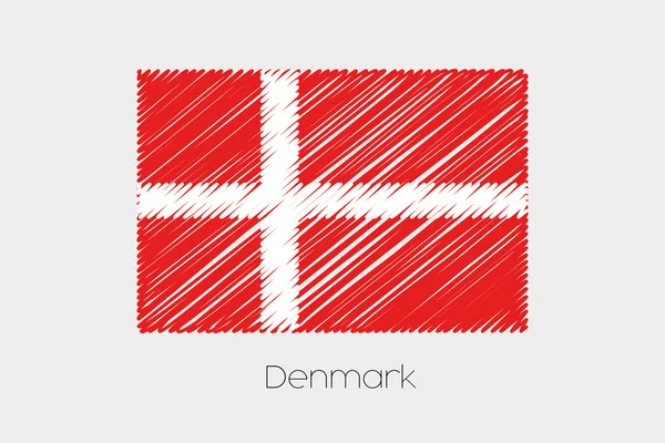 Scribbled Bandeira Ilustração do país da Dinamarca —  Vetores de Stock
