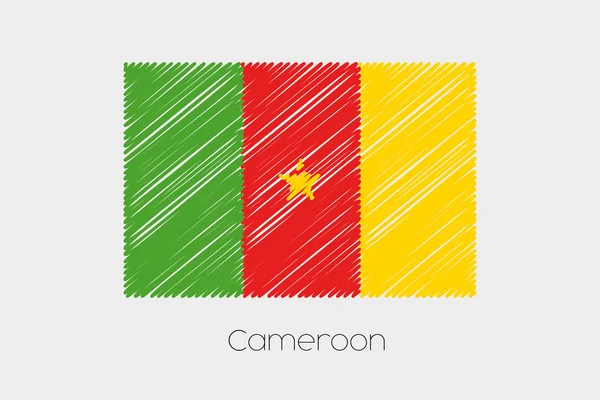 Drapeau gravé Illustration du pays du Cameroun — Image vectorielle