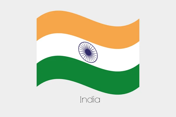 3D Waving Flag ภาพประกอบของประเทศอินเดีย — ภาพเวกเตอร์สต็อก