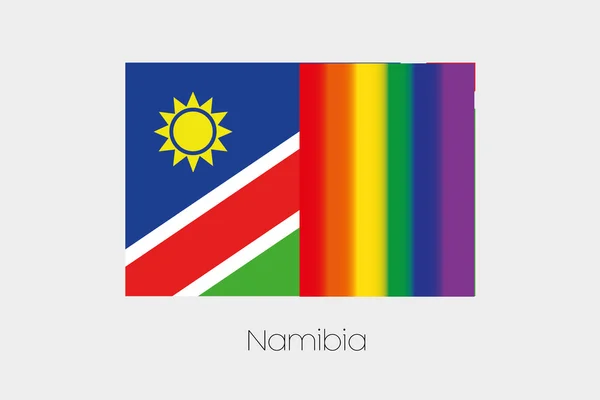 LGBT vlag illustratie met de vlag van Namibië — Stockvector