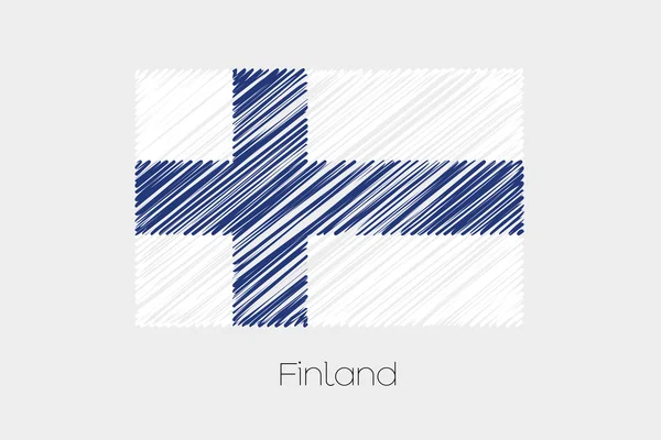Finlandiya ülke karalanmış bayrağı çizimi — Stok Vektör