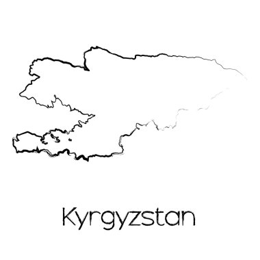 Kırgızistan ülkenin karalanmış şekli