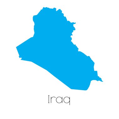 Irak'ın ülke adı ile mavi şekli