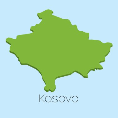 3D harita Kosova'nın mavi su arka plan üzerinde