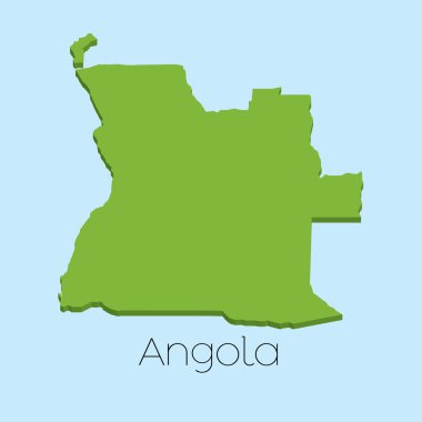 3D harita Angola mavi su arka plan üzerinde