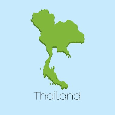 3D harita üzerinde mavi su arka plan Tayland