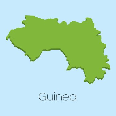 3D harita üzerinde mavi su arka plan, Gine