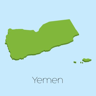 3D harita üzerinde mavi su arka plan Yemen