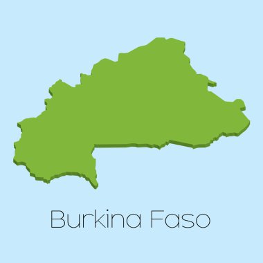 3D harita üzerinde mavi su arka planını Burkinafaso