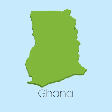 3D harita üzerinde mavi su arka planını Gana