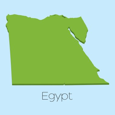 3D harita Mısır mavi su arka plan üzerinde