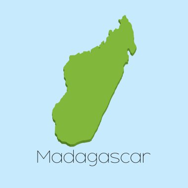 Madagaskar mavi su arka plan üzerinde 3D harita