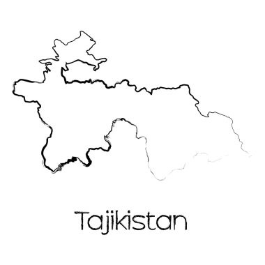Tacikistan ülkenin karalanmış şekli