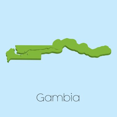 3D harita üzerinde mavi su arka planını Gambiya