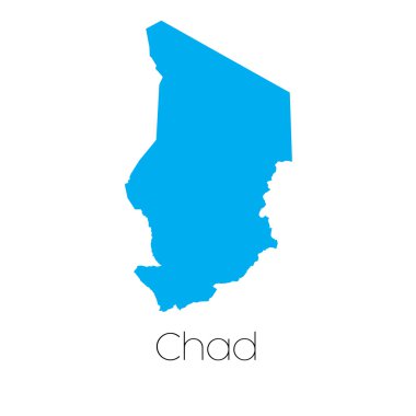 Çad'ın ülke adı ile mavi şekli