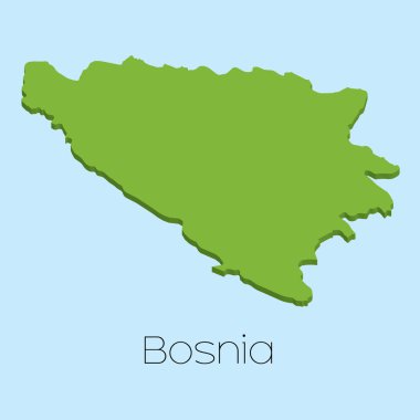 3D harita Bosna mavi su arka plan üzerinde