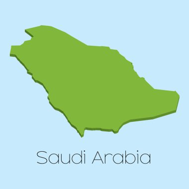 3D harita üzerinde mavi su arka planını Saudiarabia